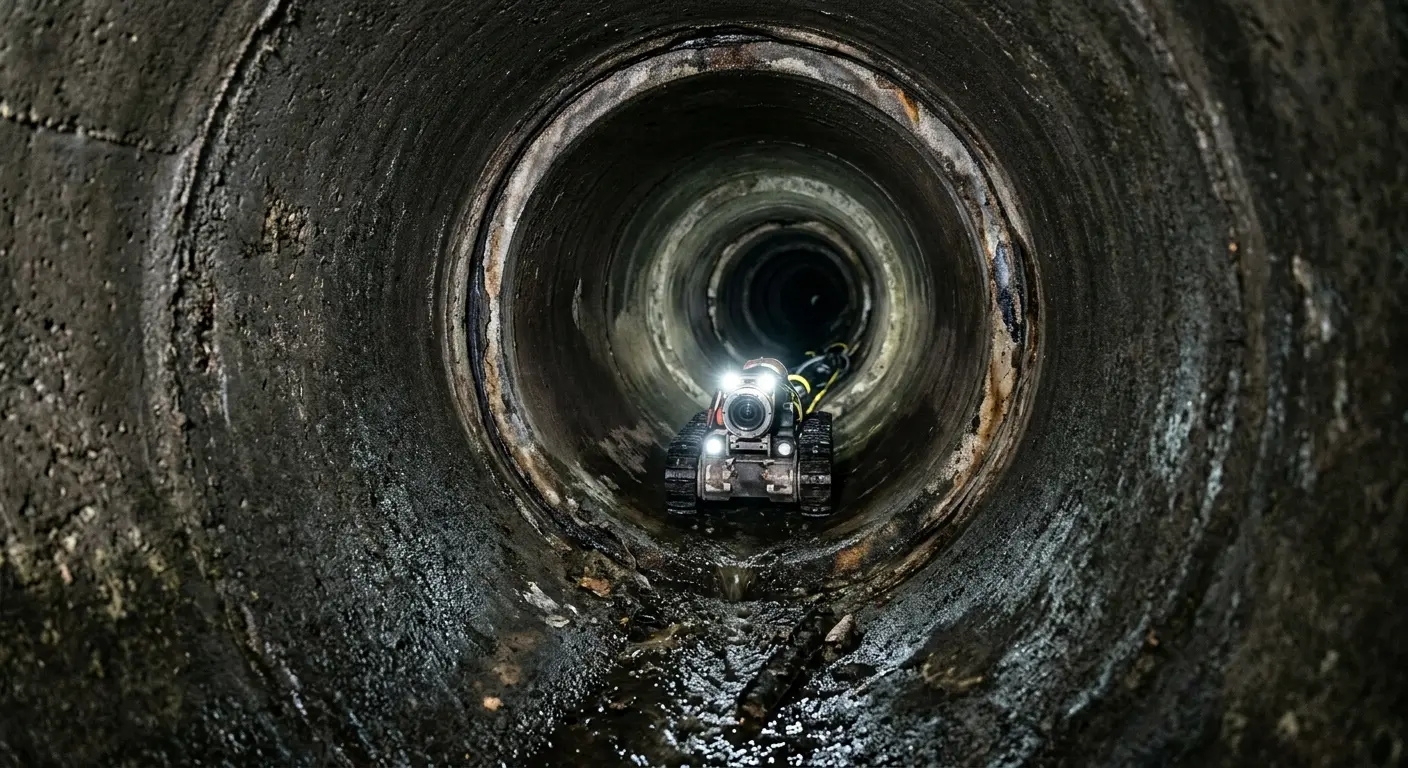Robotic sewer camera inspecting pipe interior for Drain Snake Service in San Marcos